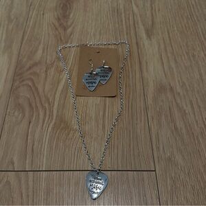 Guitar Pick Music Quote Earrings with Matching Necklace